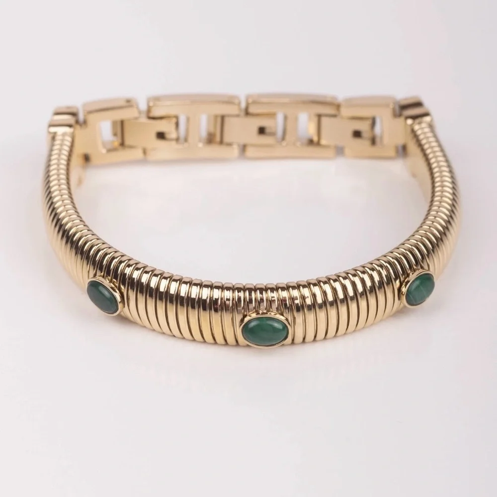 Anne Klein Green Malachite Watch & Bracelet Set NWT